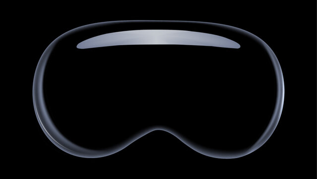 High-Tech Futuristic Technology: Virtual Reality Glasses, Innovative Design, Isolated on Black Background. Vector Illustration, VR Headset, Digital Technology, Modern Gadgets