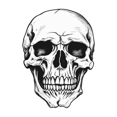 Timeless Tattoo Flash: Black and White Skull Outline Illustration for Doodle Art, Coloring Pages, and Vector Projects