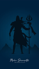 Fototapeta premium Maha Shivratri Illustration Of Lord Shiva Silhouette Design Social Media Post