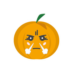 Pumpkin on a white background. Halloween holiday symbol. Orange pumpkin with a smile for your design. Vector illustration.