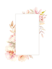 watercolor floral bouquets with gentle beige flowers, neutral watercolor floral arrangement. white, blush pink rose, pale flowers. Perfect for wedding invitations, packages, save the date