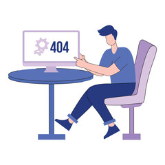 Computer screen with 404 error concept. trending flat illustration
