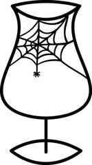 A glass with a cobweb and a spider for Halloween.
