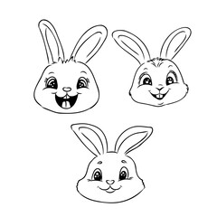 Cute Bunny and Carrot collection. Hand drawn vector illustration