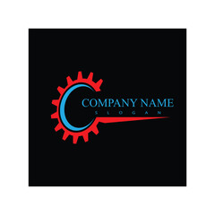 Gear illustration logo icon vector flat design template and symbol