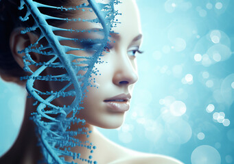 DNA構造とアンチエイジングイメージ - obrazy, fototapety, plakaty