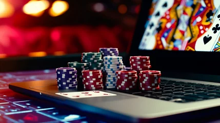 Foto op Plexiglas Someone playing online casino on their computer © Charlotte