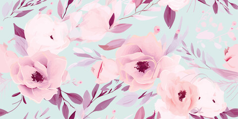 Feminine floral seamless pattern. Fashionable template for design. Soft color palette