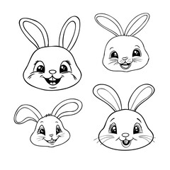 Cute Bunny and Carrot collection. Hand drawn vector illustration