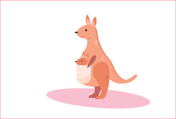 Kangaroo with kangaroo in flat design