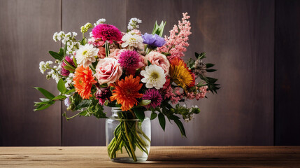 Fototapeta na wymiar Radiant Bouquet Gracing a Delicate Vase