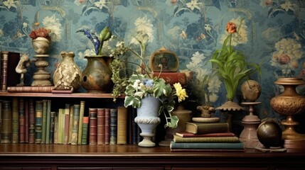 Obraz premium books in a row in a Victorian style 