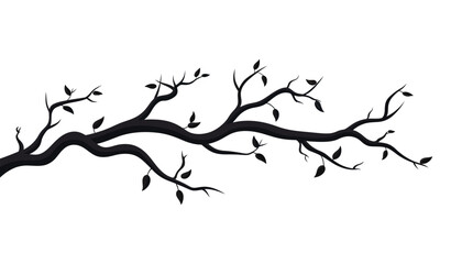 Tree branch in flat style. Spring tree branches with different leaves. Vector illustration - obrazy, fototapety, plakaty