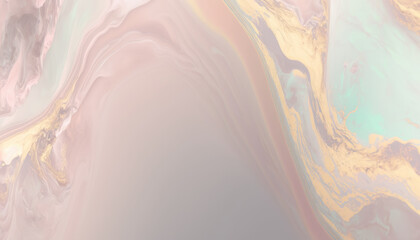 Fototapeta premium Abstract modern background in pastel color. Powder color and light blue and rose color waves with gold veins, fluid acrylic art, splash beige, pink and gold color