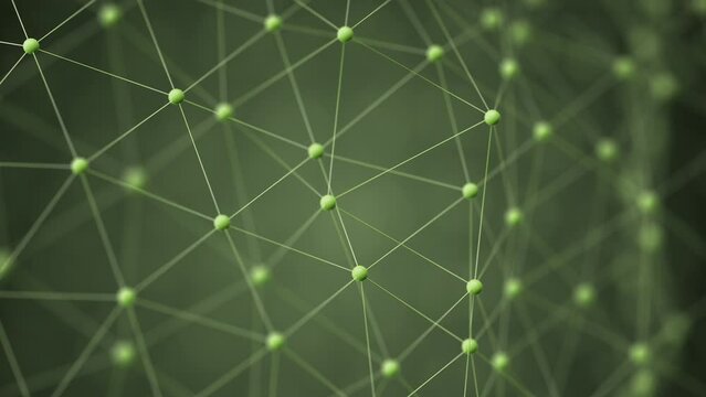Abstract 3D render animation green plexus cell wire meta data cyber security neural network cyberspace cloud technologies global AI blockchain binary code neuronet digital backdrop business background