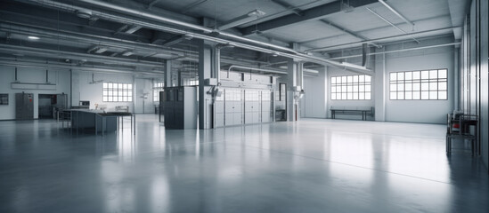 Obraz premium Modern Large Factory Workshop or Warehouse Space Building