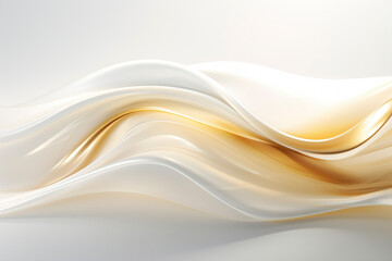 White golden satin texture that is white fabric silk panorama background, luxurious transparent white golden abstract silk cloth background with soft waves beautiful, generative ai