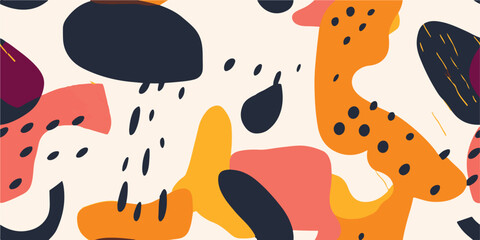 Modern artistic illustration pattern. Creative collage with shapes. Seamless pattern. Fashionable template for design