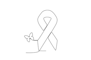 A birth concept butterfly ribbon. Pregnancy and infant loss awareness month
