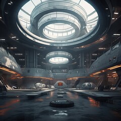 Convex surface, sci fi, cinematic, lighting, space, industrial