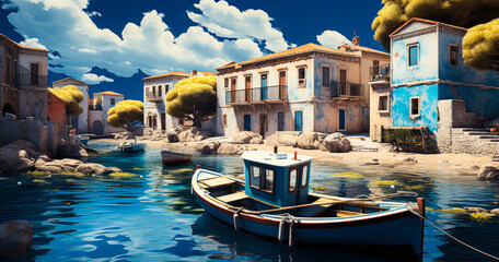 Fototapeta na wymiar Idyllic Fishing Village in the Greek Islands