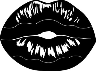 Black and White big lips svg vector cut file cricut silhouette design for t-shirt book shop car decoration sticker etc 
