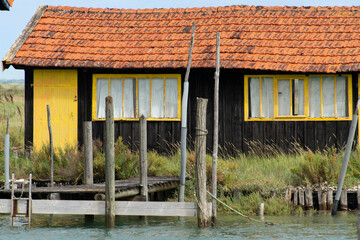 Maison de pêcheurs, La Tremblade, riviere La Seudre, Charente Maritime, 17, France
