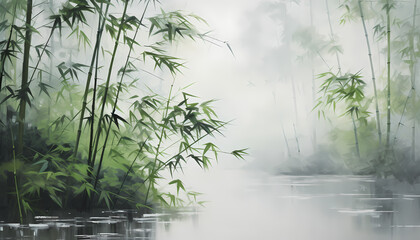 misty morning in the bamboo forest
