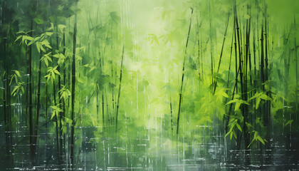 misty morning in the bamboo forest