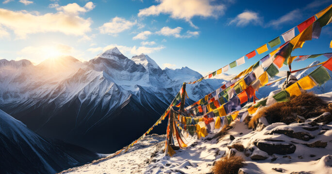 Prayer Flags High Up: Spiritual Journey in the Himalayas