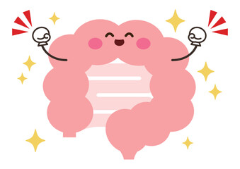 Fototapeta premium にっこりと元気な腸のキャラクターイラスト