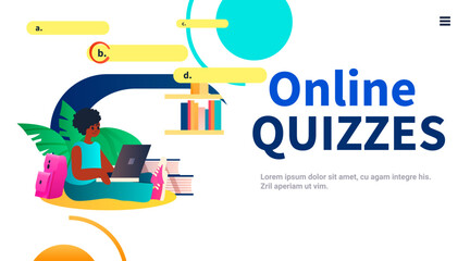 student chooses correct answer in test online quiz e-learning distance education concept