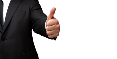 Businessman raising thumb up in approval. PNG