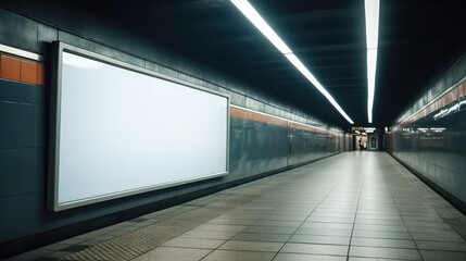 Mockup Poster media template Ads display in Subway station.