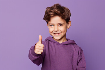 Generative ai collage picture of schoolkid make thumb up school discount advert