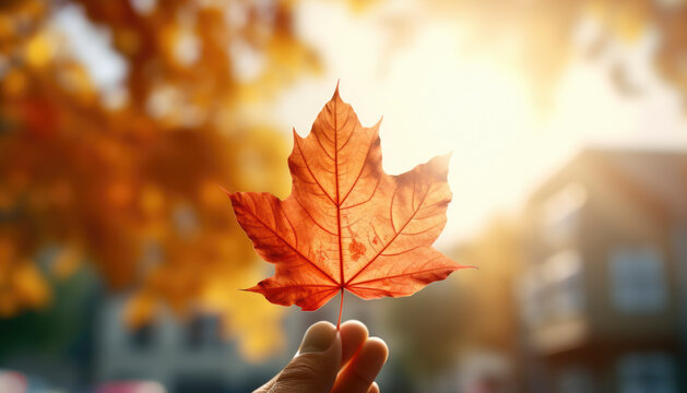 Colorful maple leaves in the autumn season, lit up by the sun. Generative AI illustrations - Powered by Adobe