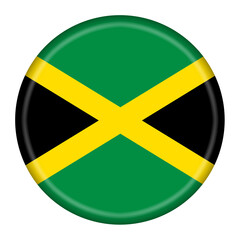 Jamaica flag button 3d illustration with clipping path