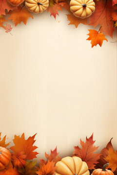 Autumn simple background with a fallen colorful leaves. AI generated