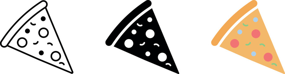 Pizza flat line icon. Vector thin sign of italian fast food pizzeria logo. Vector illustration.