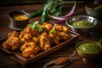 Fried Pakora With Green Chutney