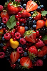Fototapeta premium Photo close up of different colorful fruits background