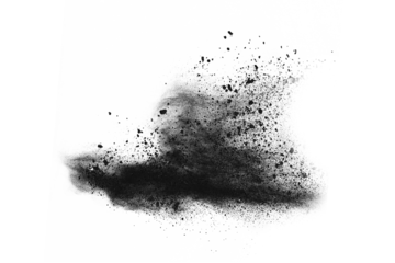Freeze motion of black powder exploding or throwing black powder. © kitsana