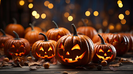 Happy Helloween, pumpkins celebrate Halloween night