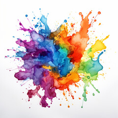 colorful paint splashs on white background
