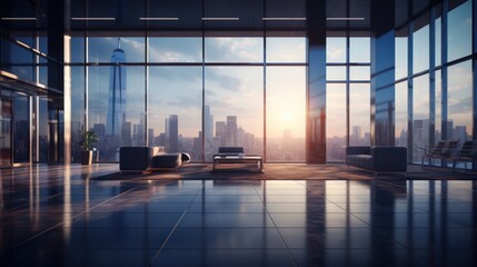 Sleek modern skyscraper with stylish glass windows, creating a visually striking exterior.