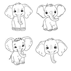 Elephant with heart, cute elephant with smile, elephant in love, vector illustration EPS10