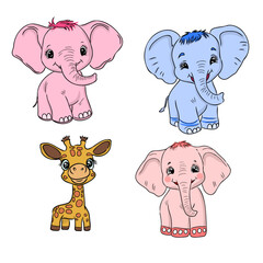 Elephant with heart, cute elephant with smile, elephant in love, vector illustration EPS10