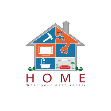 Free vector home repair logo design and concept