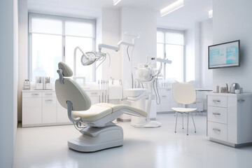 Modern dental clinic, dentist office. AI generated.