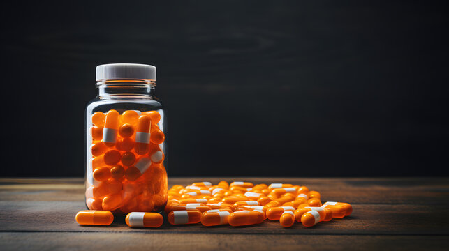 Vital Medicinal Supplies: Pills Bottles Arranged for Convenience